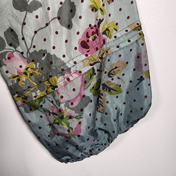 Johnny Was 100% Silk Knee Length Dress Drawstring Waist Pleated Floral Large - Picture 7 of 9